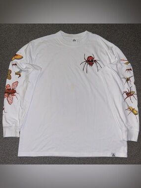 Rare Nike ACG White Long Sleeve Graphic Tee with Insect & Spider Motif